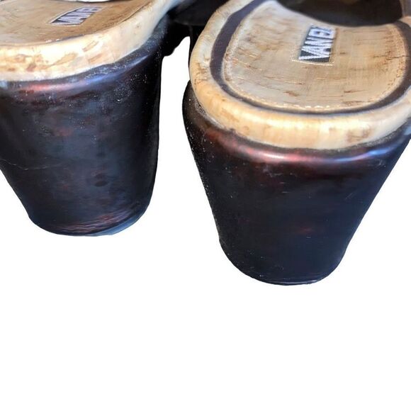 Van Eli slip on bow sandals pendant peep toe wedge cork 9 black summer resort - Picture 3 of 5